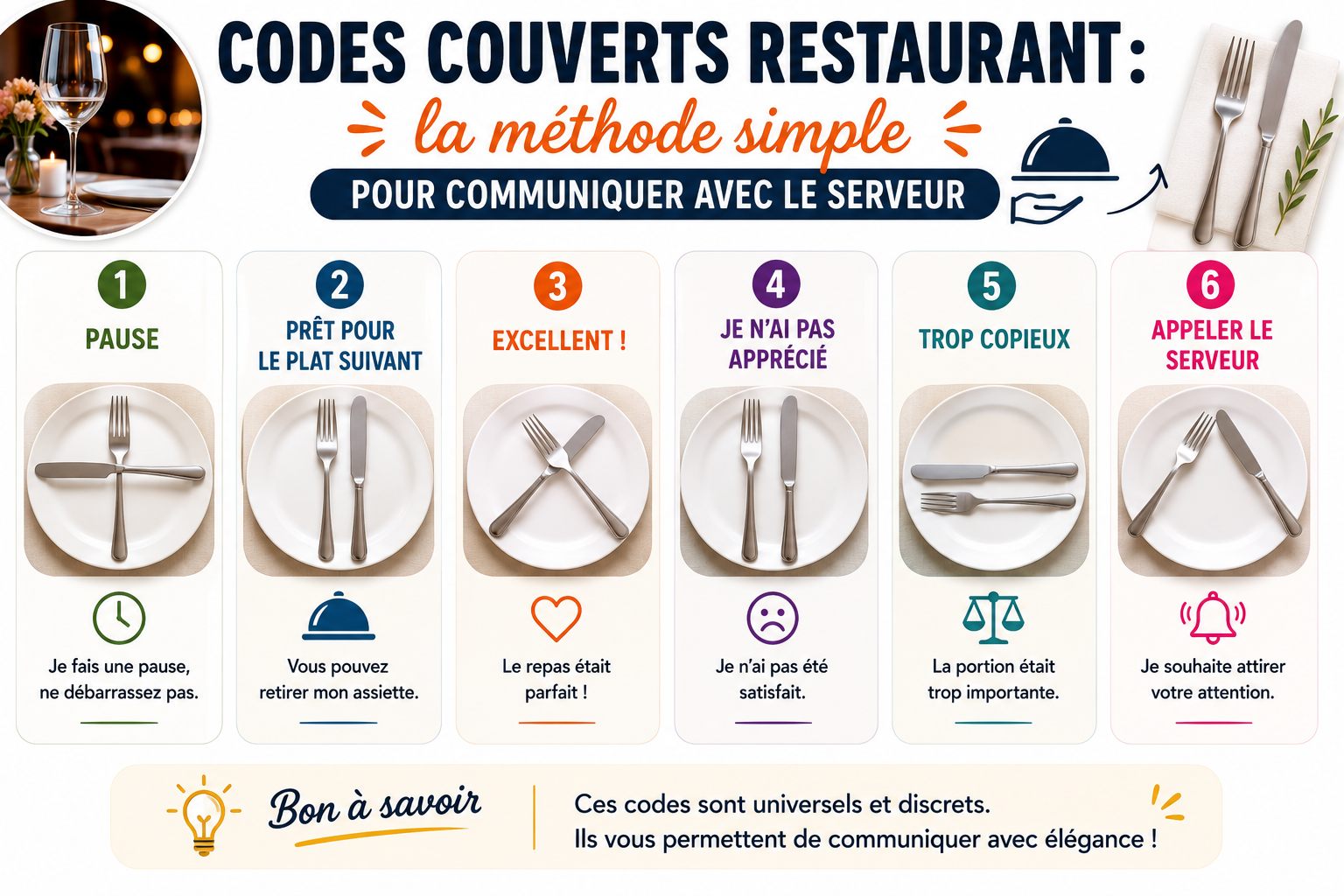 codes couverts restaurant - methode simple